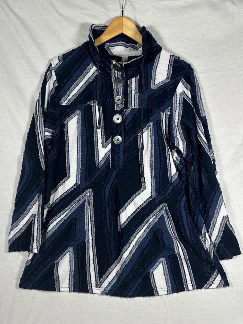 Lulu-B Navy and White Striped Textured Tunic